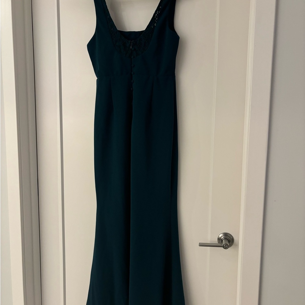 Emerald Green Square Neck Lace Back Maxi - Picture 5 of 5